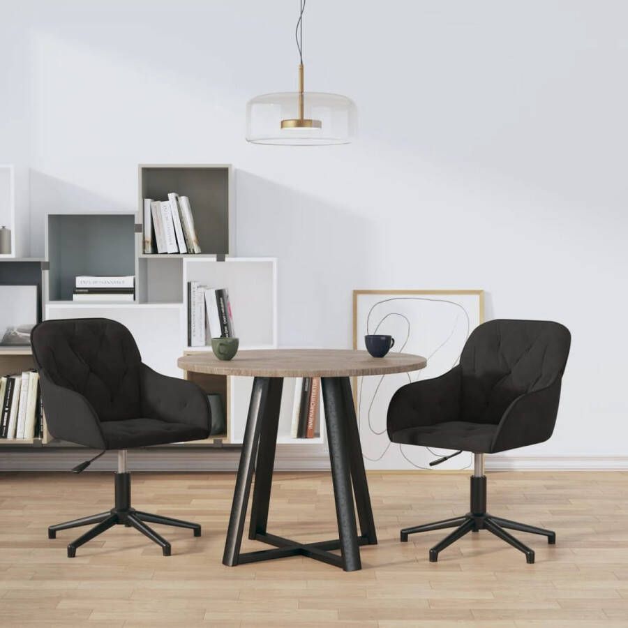 Furniture Limited Eetkamerstoelen draaibaar 2 st fluweel zwart - Foto 2