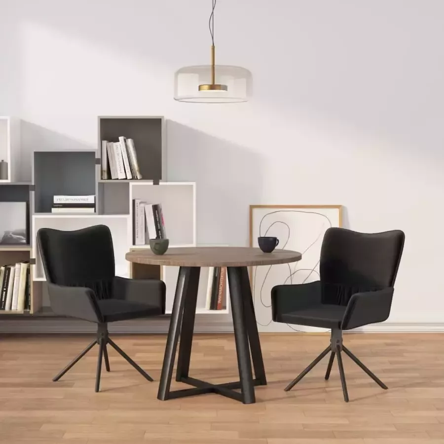 Furniture Limited Eetkamerstoelen draaibaar 2 st fluweel zwart