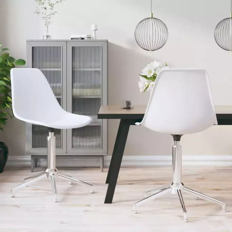 Furniture Limited Eetkamerstoelen draaibaar 2 st polypropeen wit