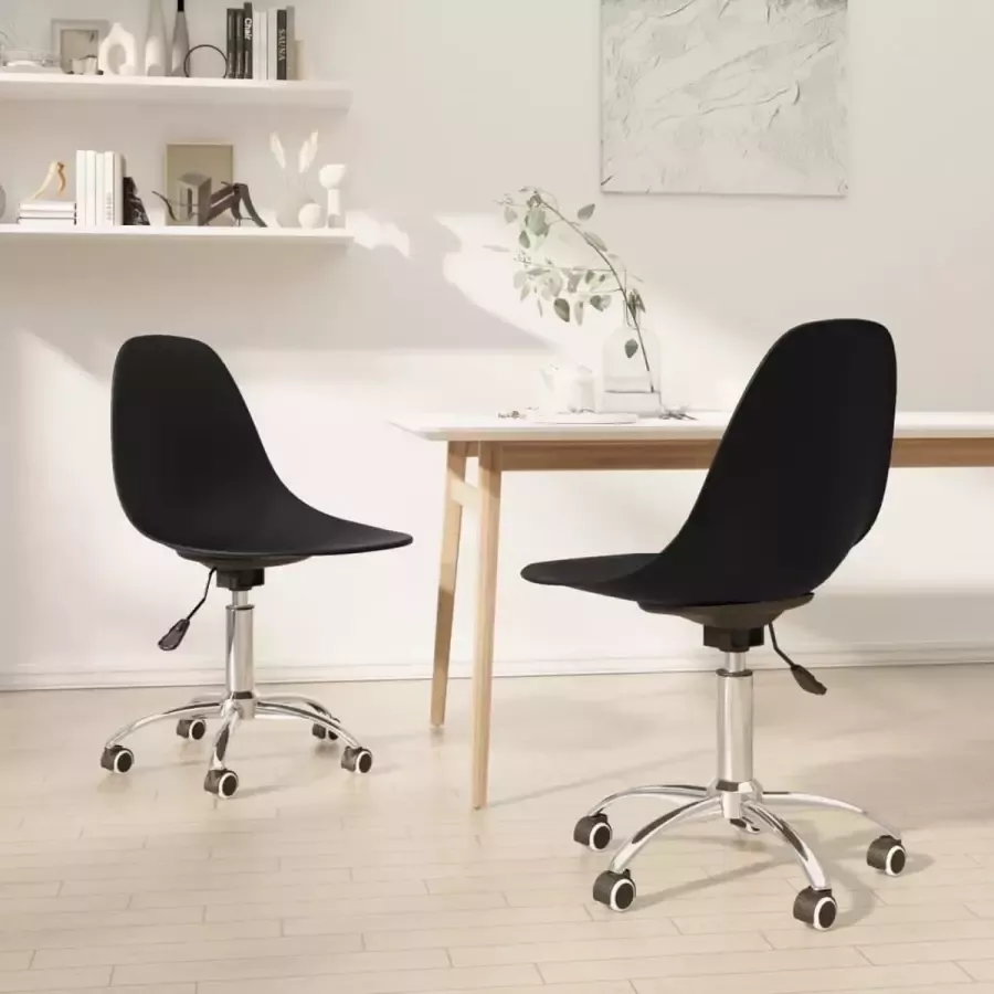 Furniture Limited Eetkamerstoelen draaibaar 2 st polypropeen zwart