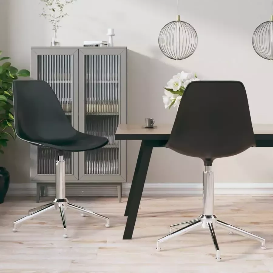 Furniture Limited Eetkamerstoelen draaibaar 2 st polypropeen zwart