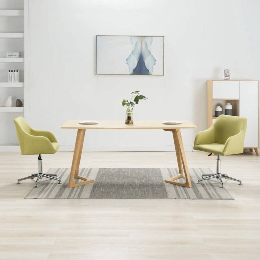 Furniture Limited Eetkamerstoelen draaibaar 2 st stof groen