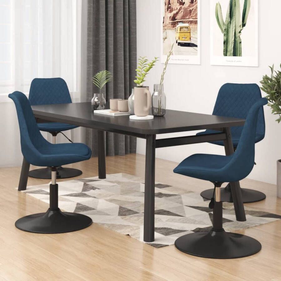 Furniture Limited Eetkamerstoelen draaibaar 4 st fluweel blauw