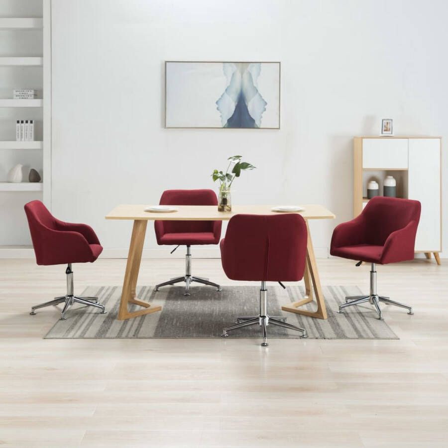 Furniture Limited Eetkamerstoelen draaibaar 4 st stof wijnrood