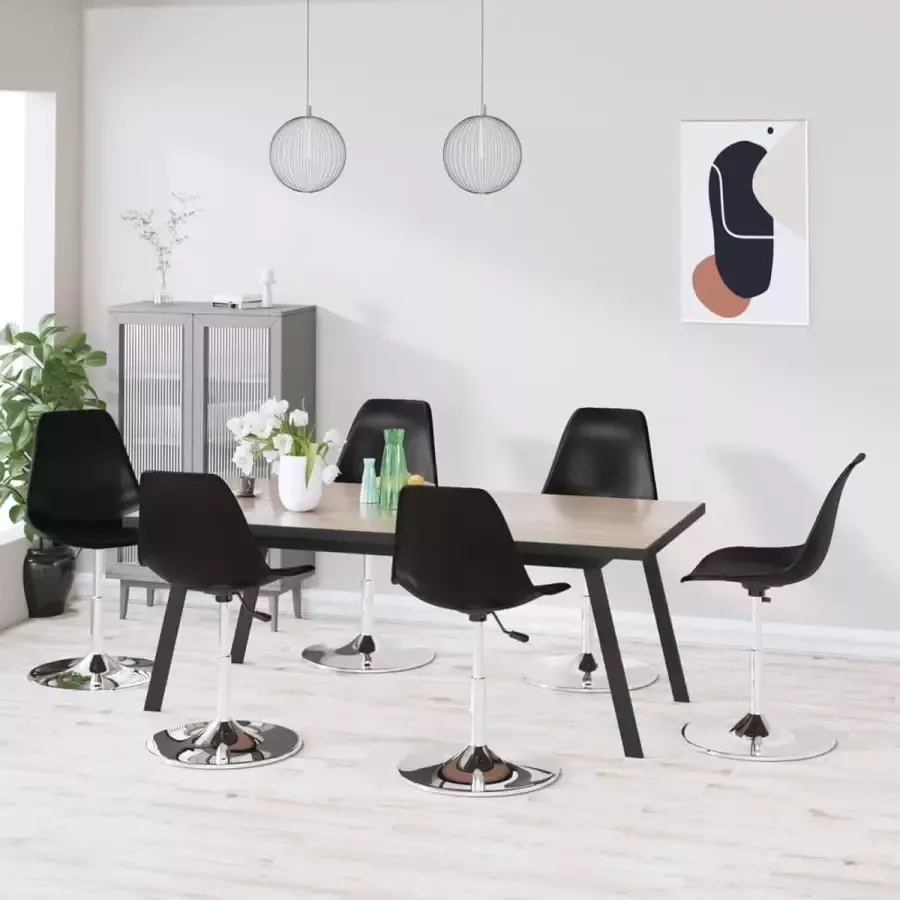 Furniture Limited Eetkamerstoelen draaibaar 6 st polypropeen zwart