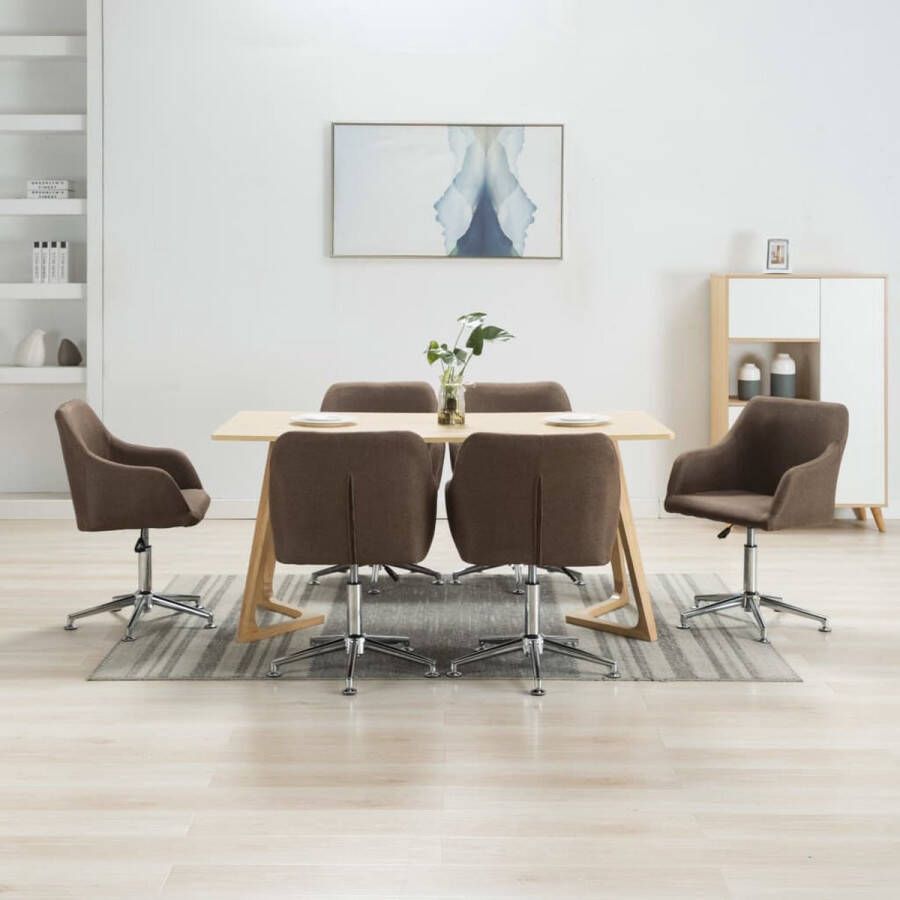 Furniture Limited Eetkamerstoelen draaibaar 6 st stof bruin