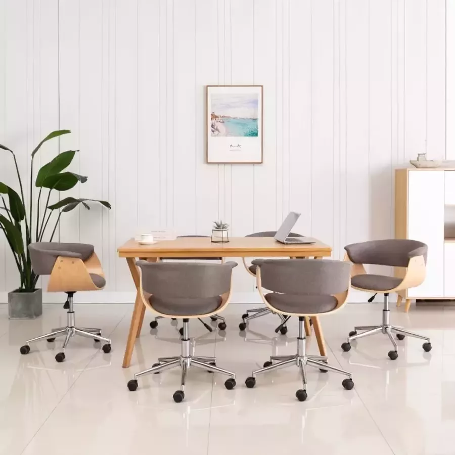 Furniture Limited Eetkamerstoelen draaibaar 6 st stof taupe - Foto 2