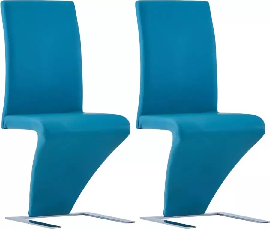 Furniture Limited Eetkamerstoelen met zigzag-vorm 2 st kunstleer blauw