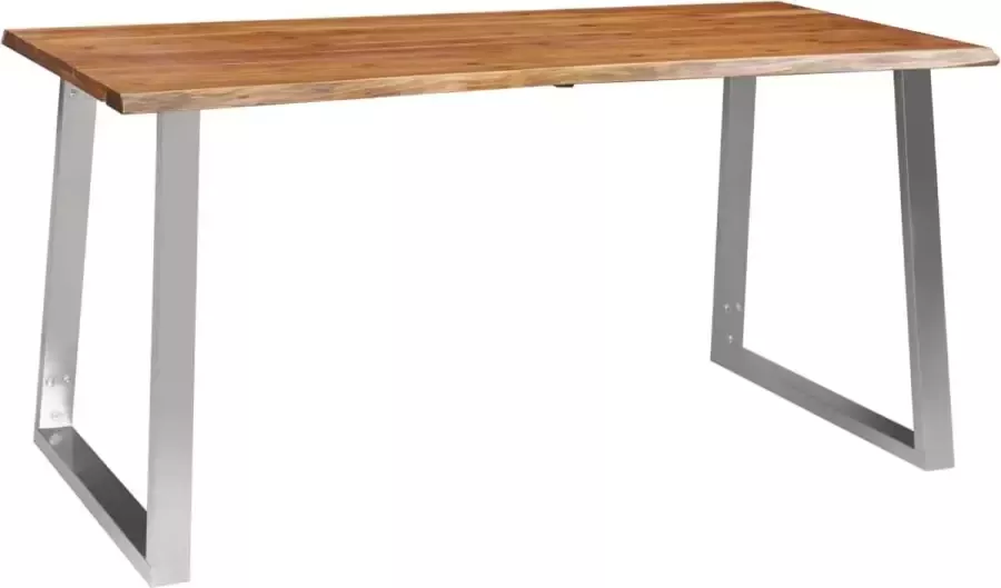 Furniture Limited Eettafel 160x80x75 cm massief acaciahout en roestvrij staal