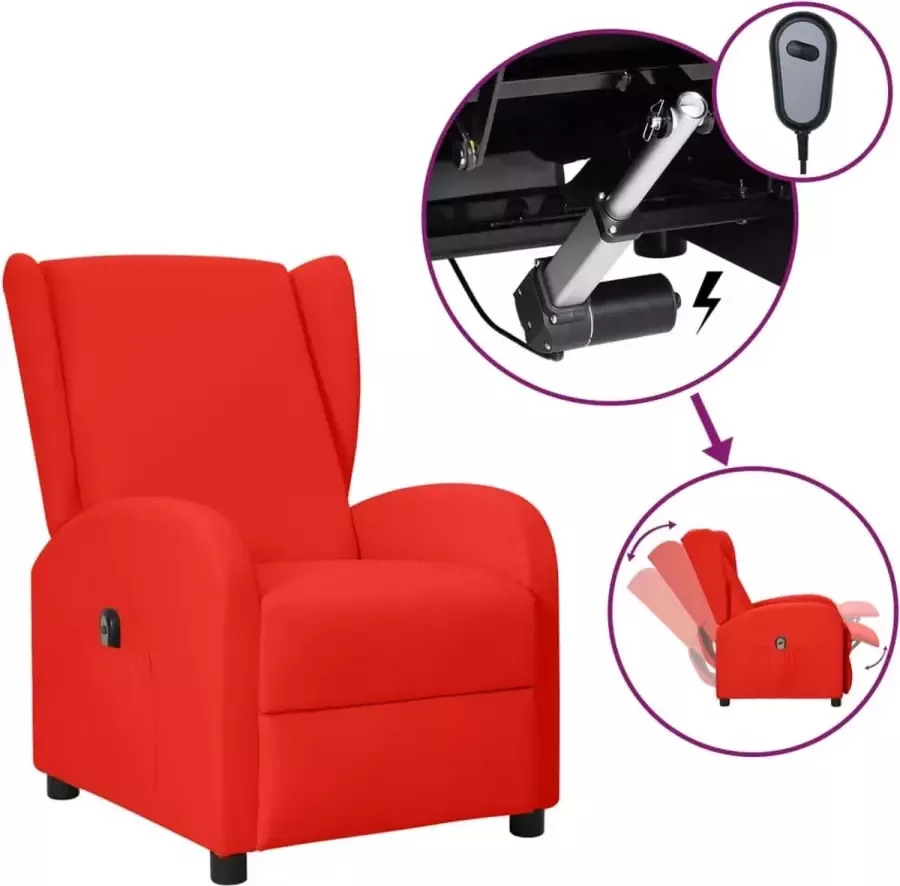 Furniture Limited Fauteuil elektrisch verstelbaar kunstleer rood