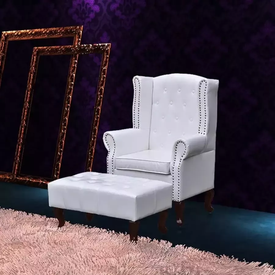 Furniture Limited Fauteuil met hocker wit