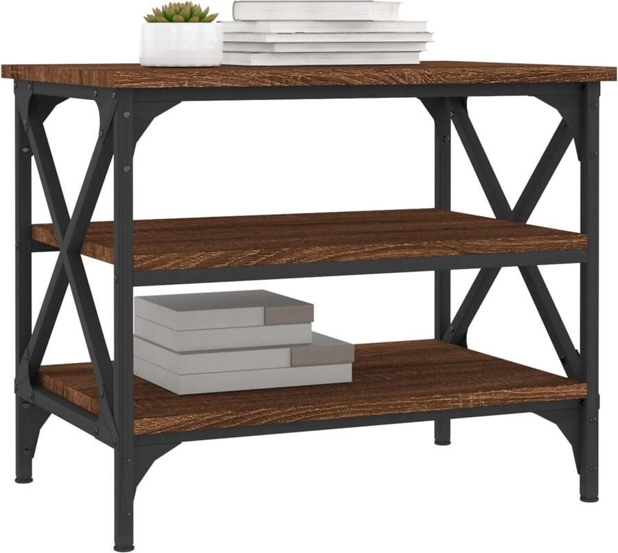 Furniture Limited FIONERA Bijzettafel 55x38x45 cm bewerkt hout bruin eikenkleur