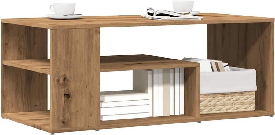 Furniture Limited FIONERA Salontafel 100x50x40 cm bewerkt hout artisanaal eikenkleurig