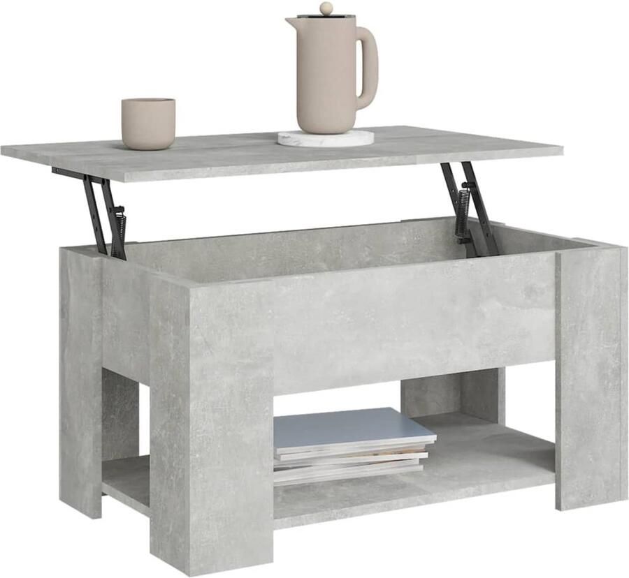 Furniture Limited FIONERA Salontafel 79x49x41 cm bewerkt hout betongrijs