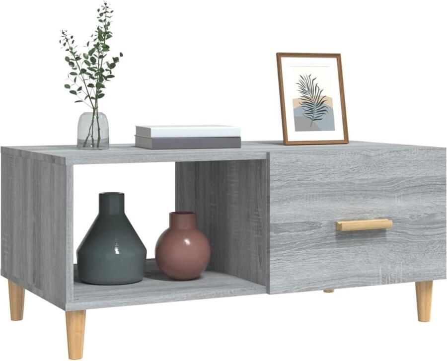Furniture Limited FIONERA Salontafel 89 5x50x40 cm bewerkt hout grijs sonoma eikenkleurig