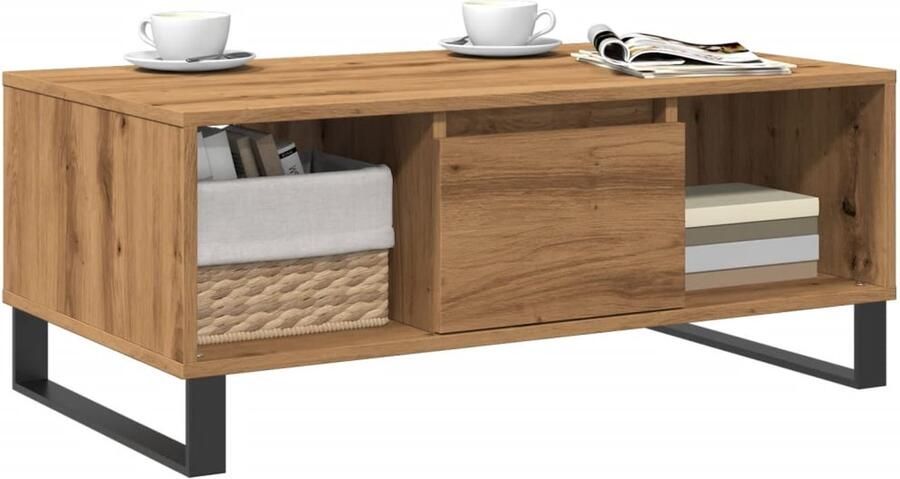 Furniture Limited FIONERA Salontafel 90x50x36 5 cm bewerkt hout artisanaal eikenkleurig