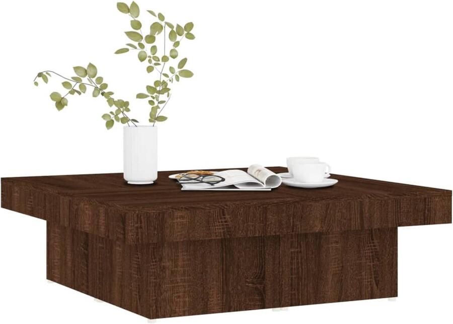 Furniture Limited FIONERA Salontafel 90x90x28 cm bewerkt hout bruin eikenkleur