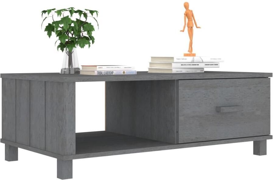 Furniture Limited FIONERA Salontafel HAMAR 100x55x35 cm massief grenenhout donkergrijs
