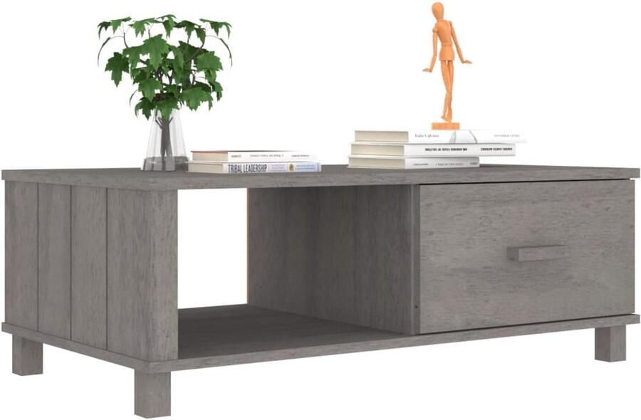 Furniture Limited FIONERA Salontafel HAMAR 100x55x35 cm massief grenenhout lichtgrijs