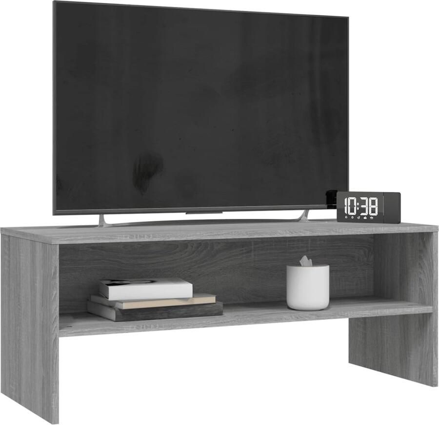 Furniture Limited FIONERA Tv-meubel 100x40x40 cm bewerkt hout grijs sonoma eikenkleurig