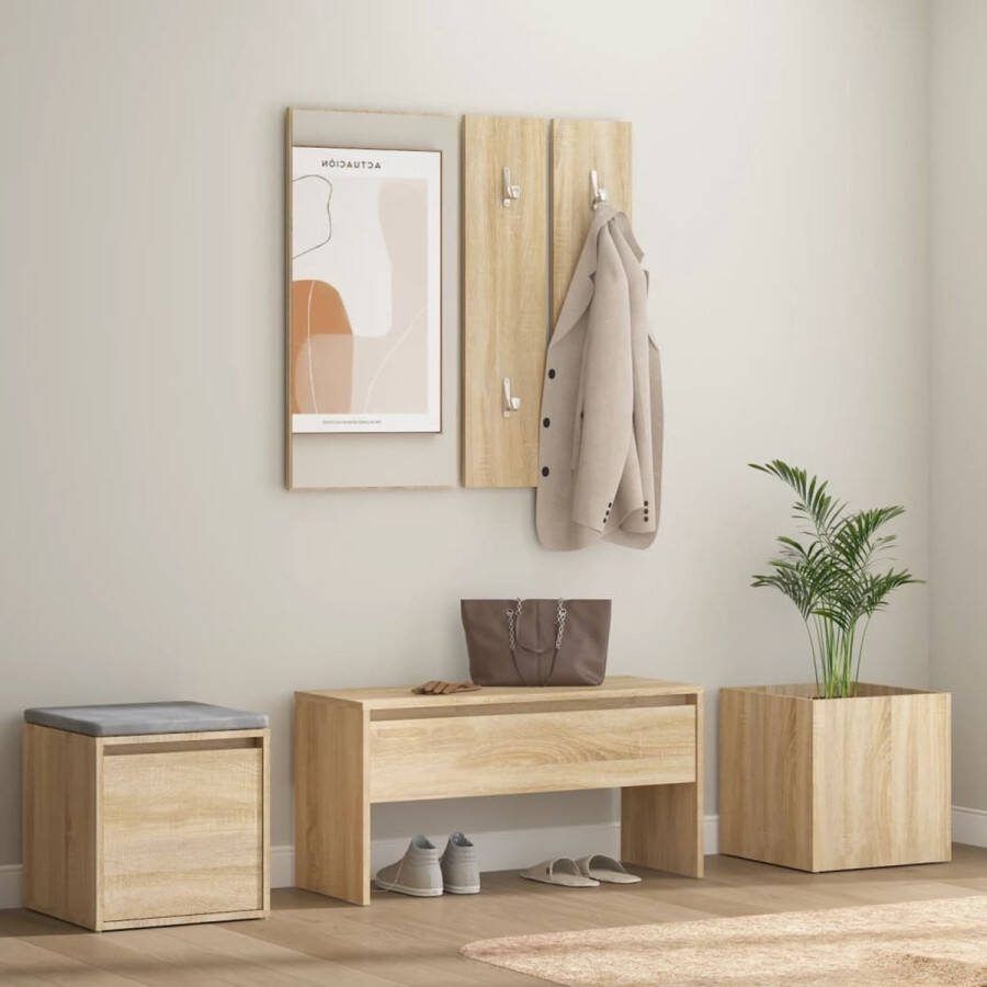 Furniture Limited Halmeubelset bewerkt hout sonoma eikenkleurig