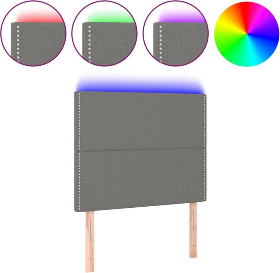 Furniture Limited Hoofdbord LED 80x5x118 128 cm stof donkergrijs