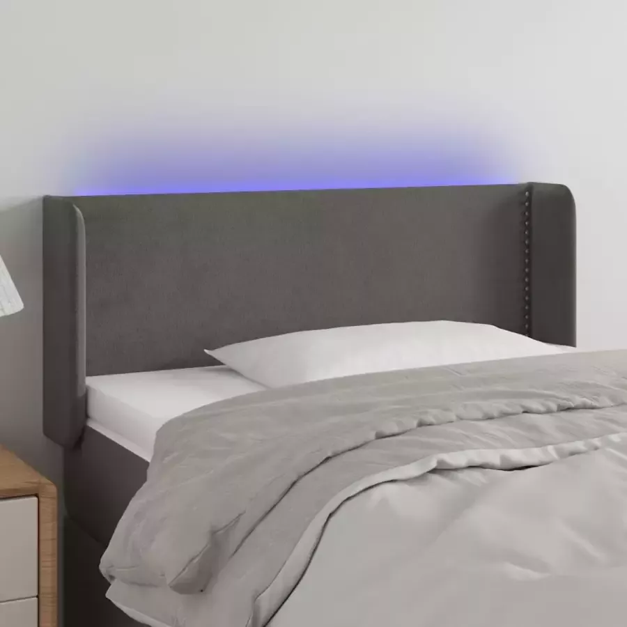 Furniture Limited Hoofdbord LED 83x16x78 88 cm fluweel donkergrijs