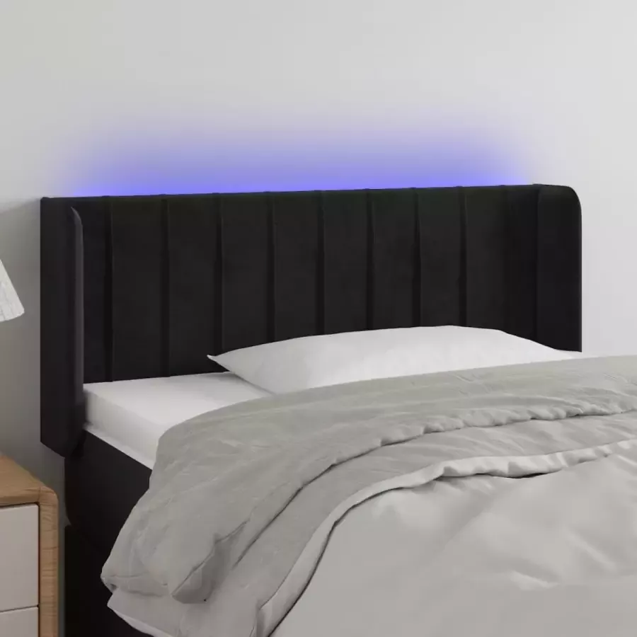 Furniture Limited Hoofdbord LED 83x16x78 88 cm fluweel zwart
