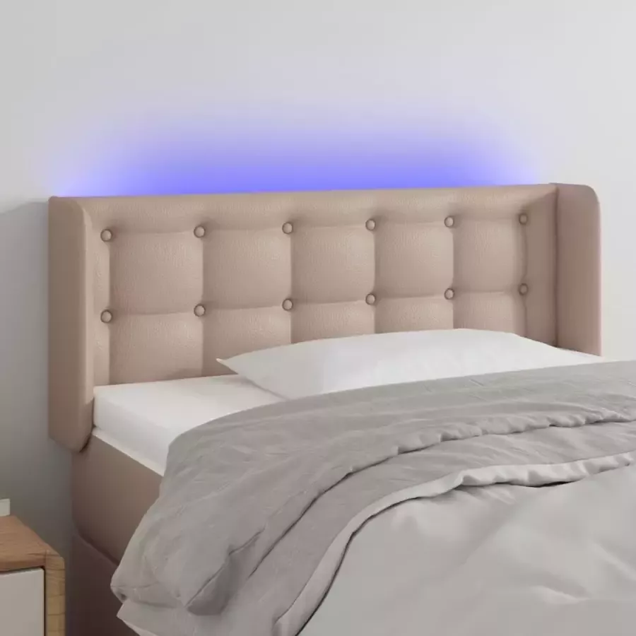 Furniture Limited Hoofdbord LED 83x16x78 88 cm kunstleer cappuccinokleurig