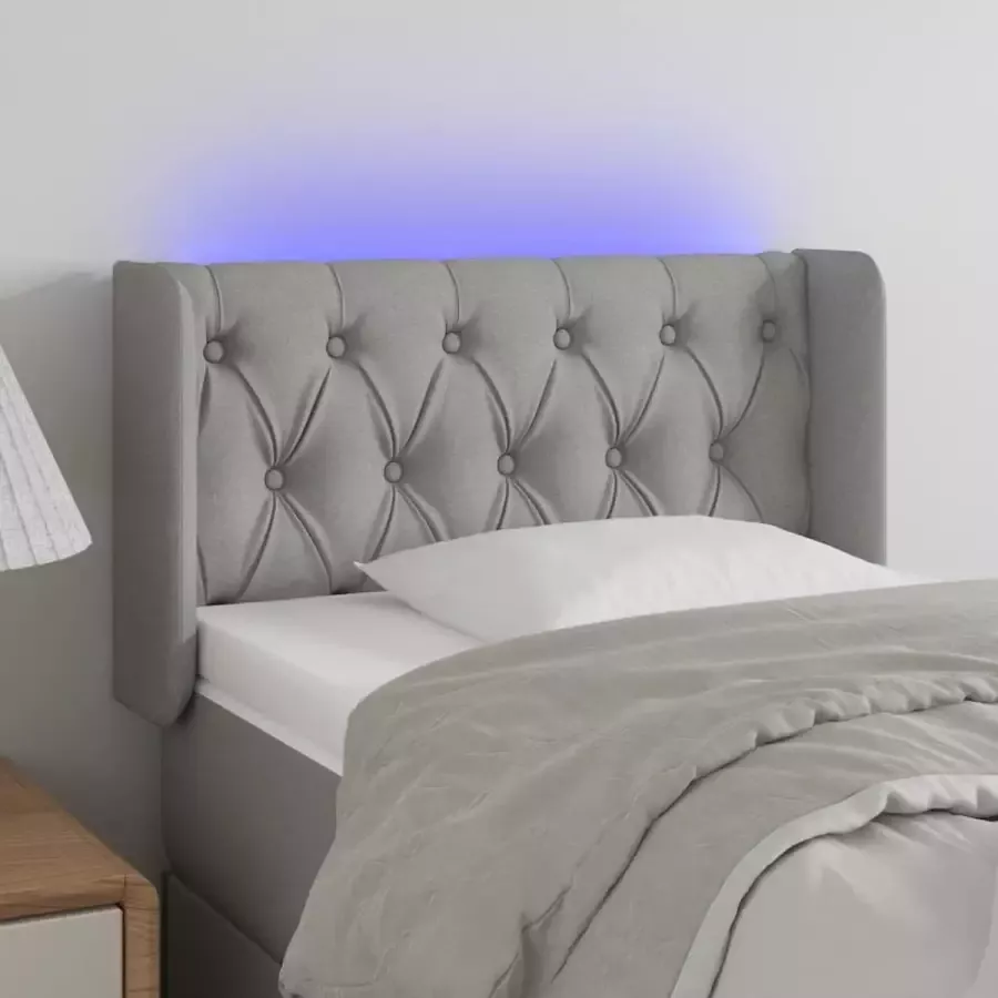 Furniture Limited Hoofdbord LED 83x16x78 88 cm stof lichtgrijs