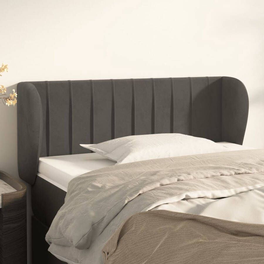 Furniture Limited Hoofdbord met randen 103x23x78 88 cm fluweel donkergrijs