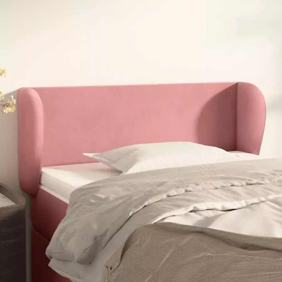 Furniture Limited Hoofdbord met randen 103x23x78 88 cm fluweel roze