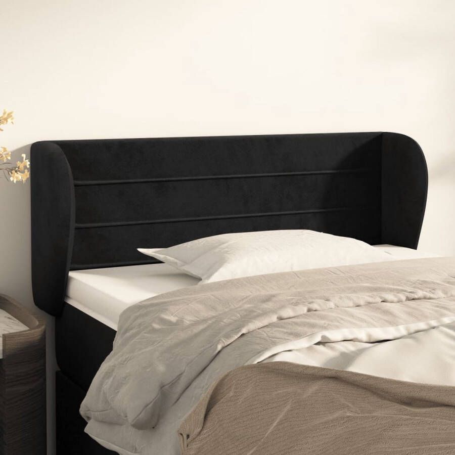 Furniture Limited Hoofdbord met randen 103x23x78 88 cm fluweel zwart