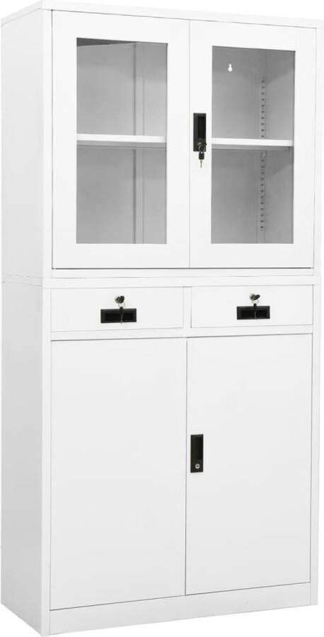 Prolenta Premium INFIORI Kantoorkast 90x40x180 cm staal en gehard glas wit