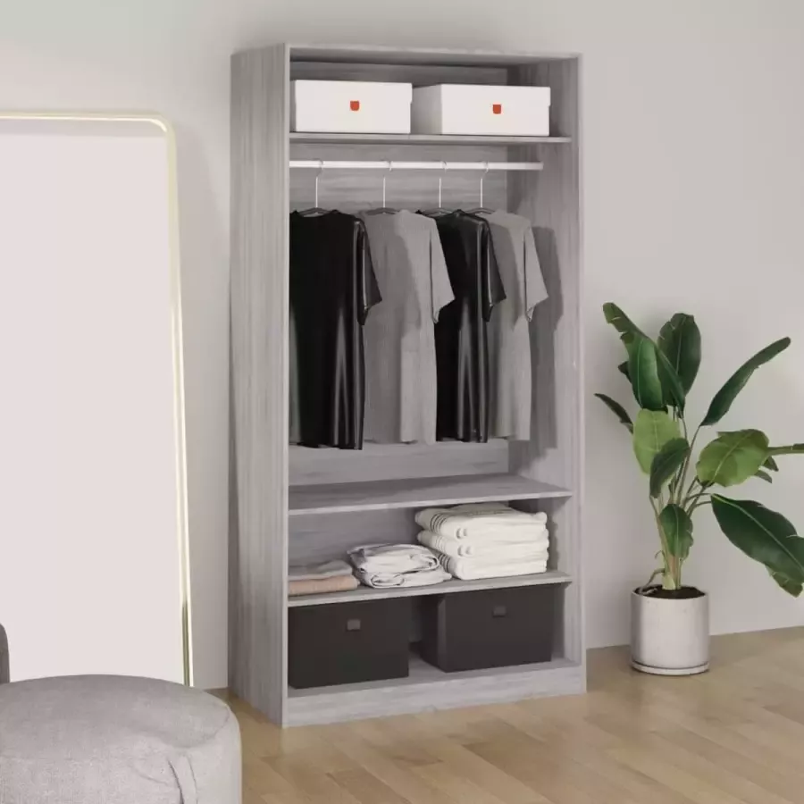 Furniture Limited Kledingkast 100x50x200 cm bewerkt hout grijs sonoma eikenkleur