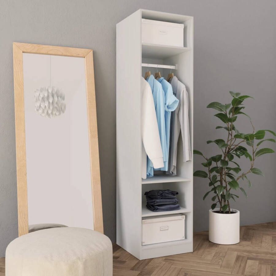 Furniture Limited Kledingkast 50x50x200 cm bewerkt hout wit