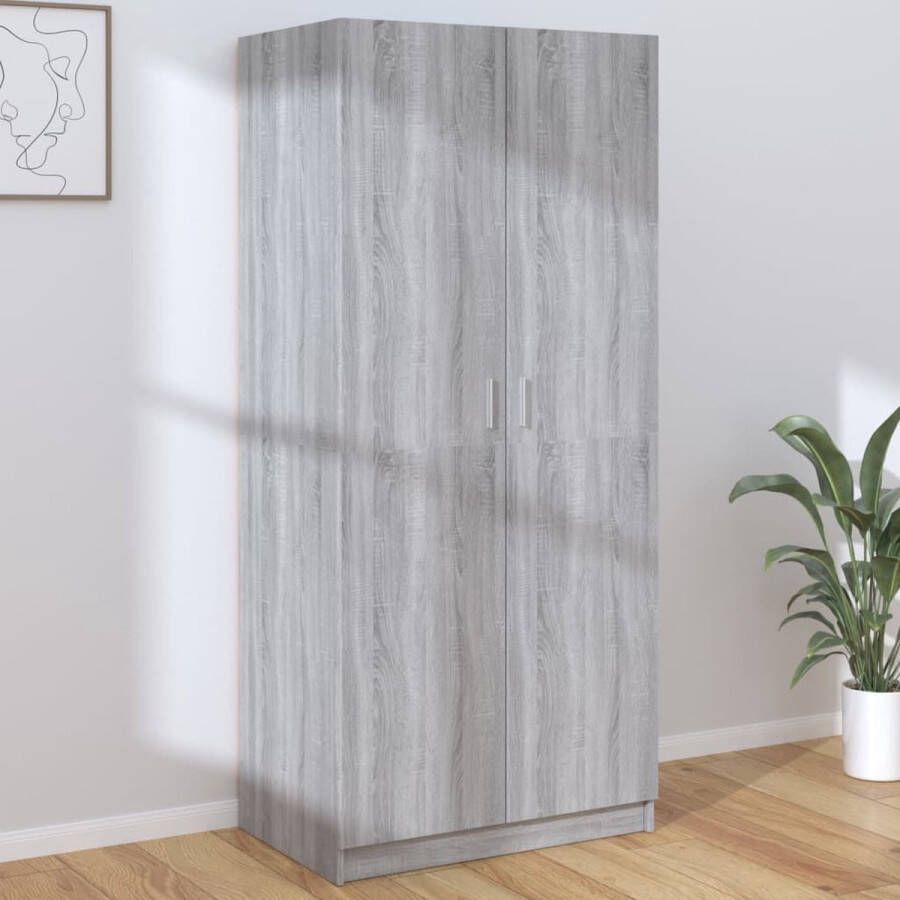 Furniture Limited Kledingkast 80x52x180 cm bewerkt hout grijs sonoma eikenkleurig