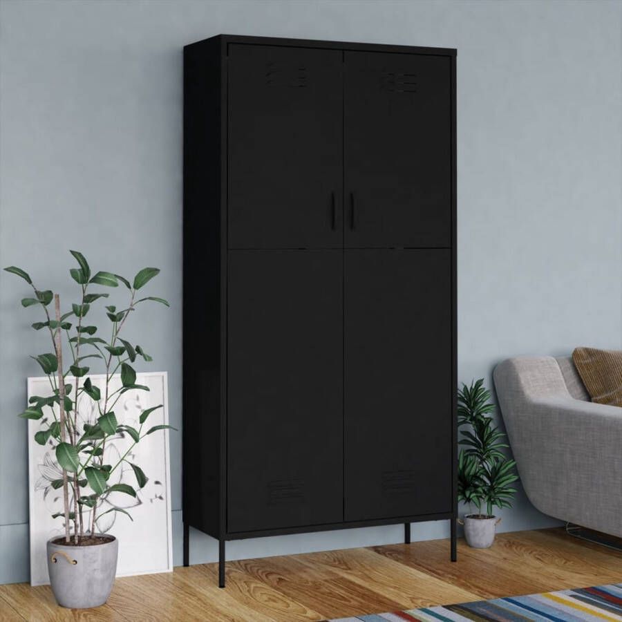 Furniture Limited Kledingkast 90x50x180 cm staal zwart