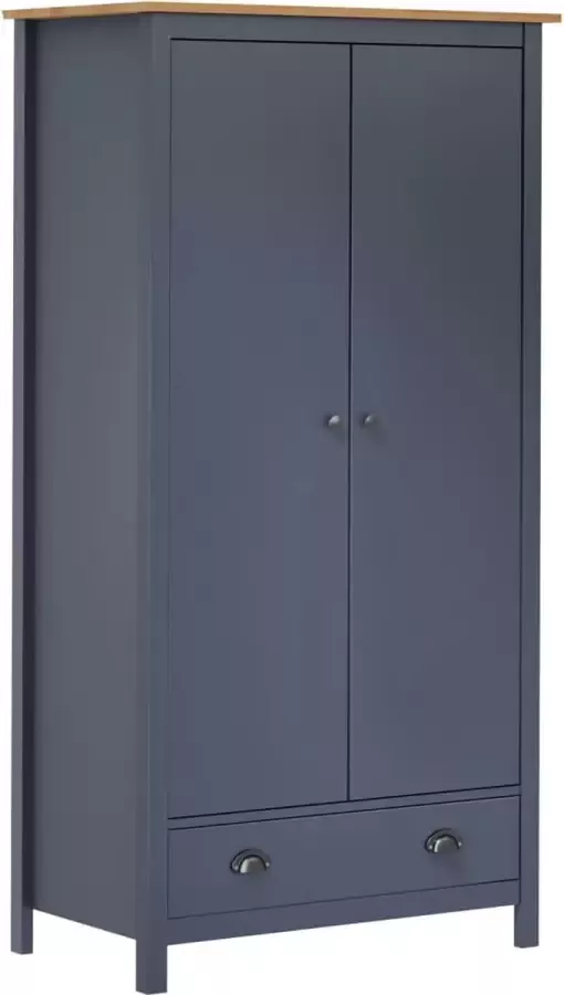 Furniture Limited Kledingkast -ll 2 deuren 89x50x170 cm massief grenenhout grijs