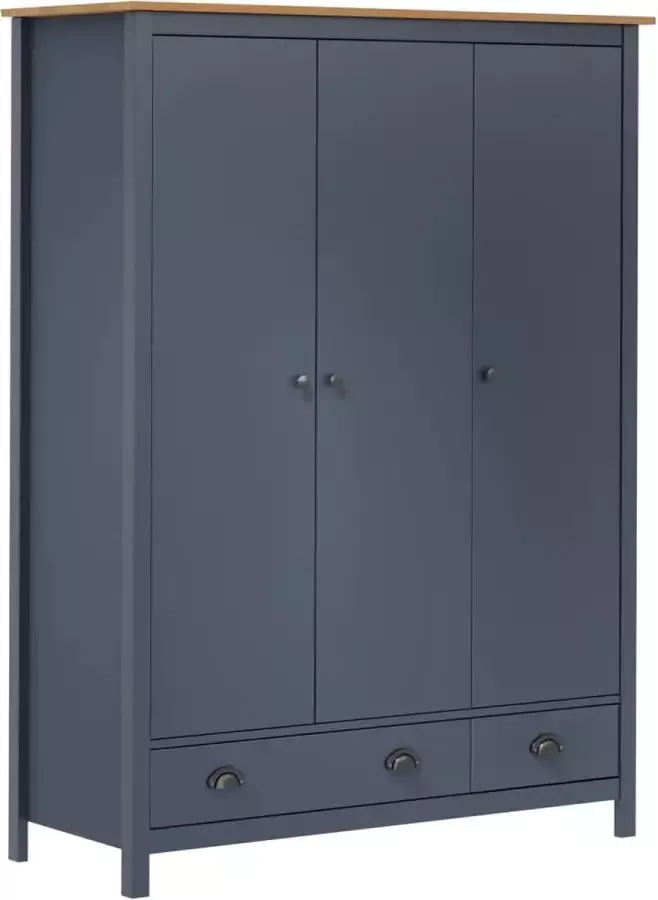 Furniture Limited Kledingkast -ll 3 deuren 127x50x170 cm grenenhout grijs