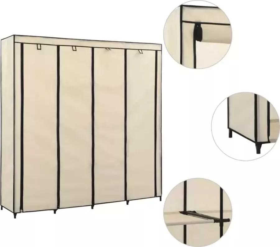 Furniture Limited Kledingkast met 4 vakken 175x45x170 cm crème