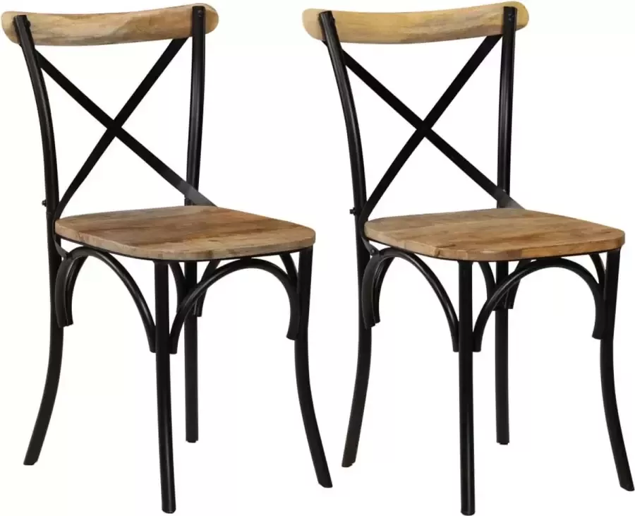 Prolenta Premium INFIORI Kruisstoelen 2 st massief mangohout zwart - Foto 2