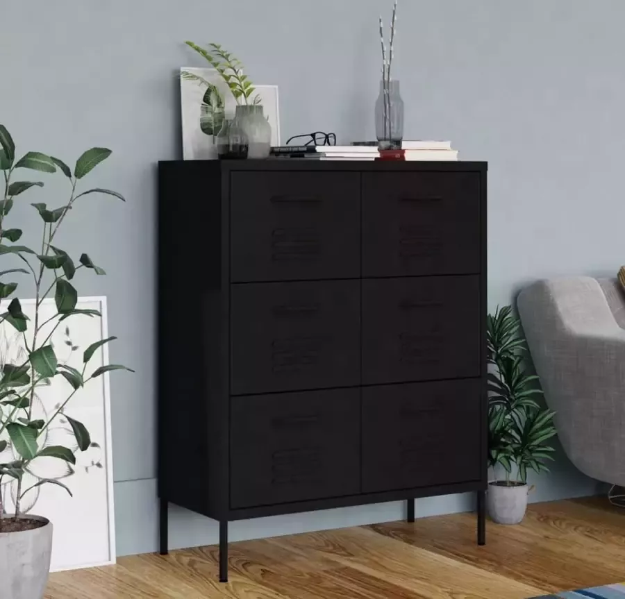 Furniture Limited Ladekast 80x35x101 5 cm staal zwart - Foto 2