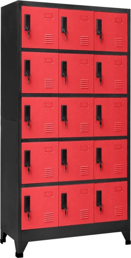 Furniture Limited Lockerkast 90x40x180 cm staal antracietkleurig en rood