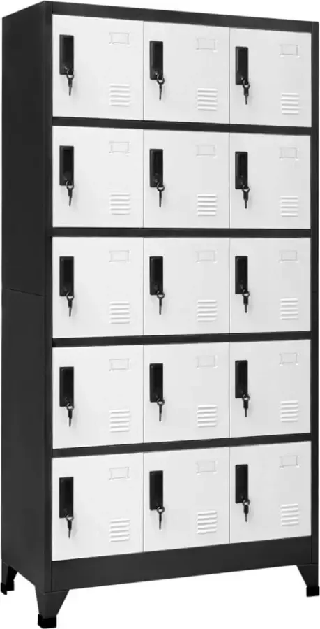 Furniture Limited Lockerkast 90x40x180 cm staal antracietkleurig en wit