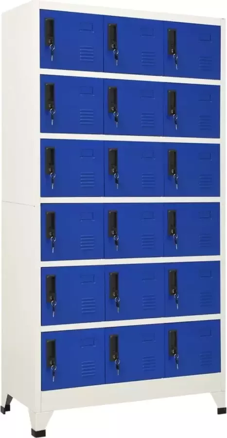 Furniture Limited Lockerkast 90x40x180 cm staal grijs en blauw