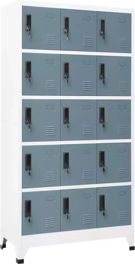 Furniture Limited Lockerkast 90x40x180 cm staal lichtgrijs en donkergrijs