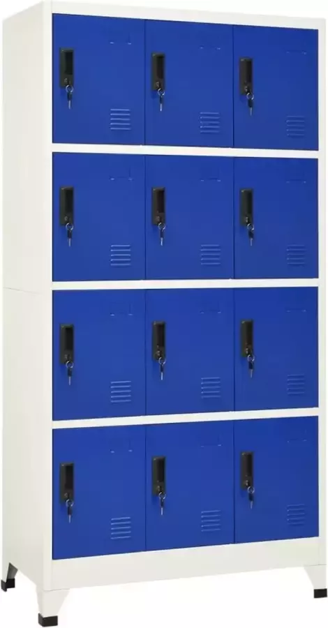 Prolenta Premium INFIORI Lockerkast 90x45x180 cm staal grijs en blauw