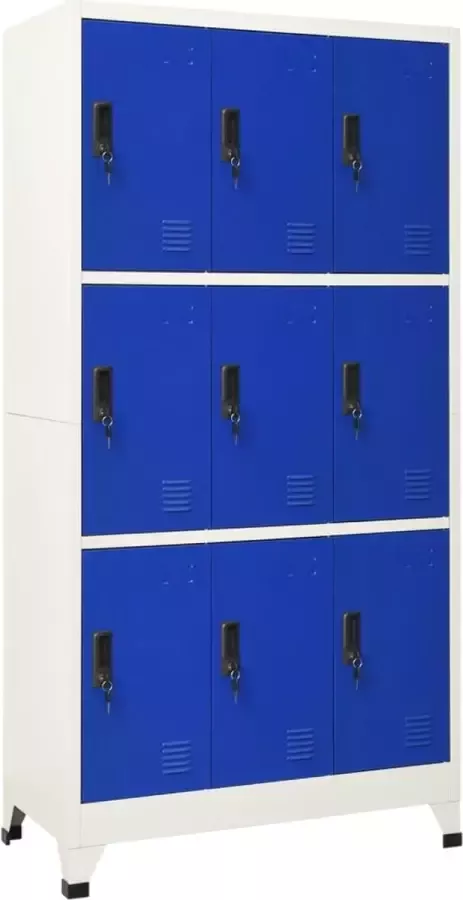 Furniture Limited Lockerkast 90x45x180 cm staal grijs en blauw