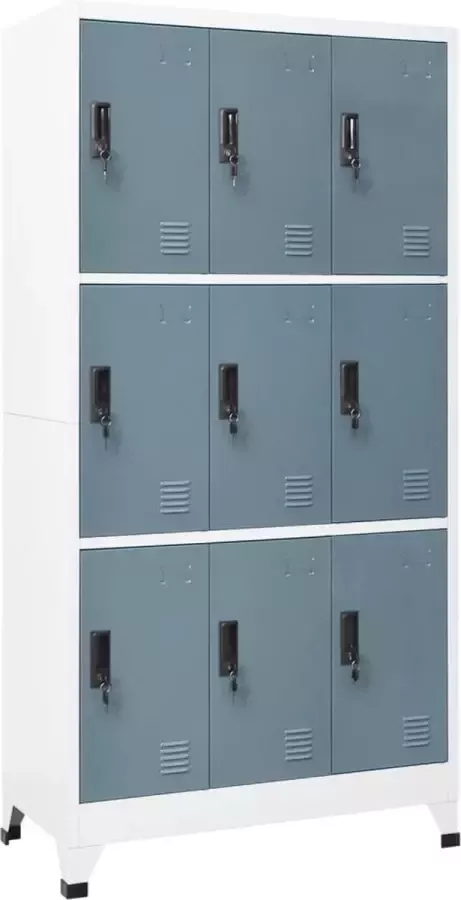 Furniture Limited Lockerkast 90x45x180 cm staal lichtgrijs en donkergrijs